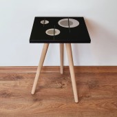 Masuta, Leona, Shp65, 35x42x35 cm, Negru / Bej / Nurcă