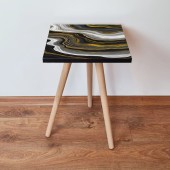 Masuta, Leona, Shp75, 35x42x35 cm, Negru / Auriu / Alb