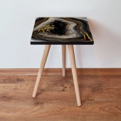 Masuta, Leona, Shp76, 35x42x35 cm, Negru / Auriu / Alb