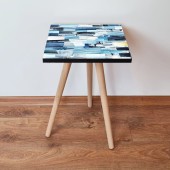 Masuta, Leona, Shp82, 35x42x35 cm, Alb / Bleumarin / Albastru