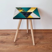 Masuta, Leona, Shp86, 35x42x35 cm, Verde / Alb / Auriu / Negru