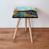 Masuta, Leona, Shp90, 35x42x35 cm, Albastru / Bleumarin / Auriu