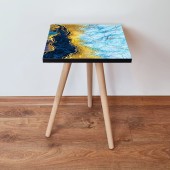 Masuta, Leona, Shp92, 35x42x35 cm, Bleumarin / Albastru / Auriu / Alb