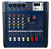 Mixer audio profesional cu amplificare putere 2x250 W 4 canale 16 efecte egalizator 5 benzi