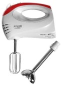 Mixer de mana Adler AD 4212, 300 W, 5 viteze, Turbo (Alb/rosu)