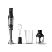 Mixer vertical Philips HR2683/00 Seria 5000, 1200 W, Tehnologie SpeedTouch, Aparatoare impotriva stropirii pentru lama, Indicator de viteza cu LED, Accesorii tel si tocator (Negru/Argintiu)