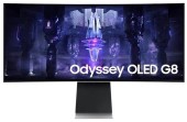 Monitor Gaming OLED Samsung 34inch LS34BG850SUXEN, UWQHD (3440 x 1440), Micro HDMI, AMD FreeSync, Ecran Curbat, Boxe, 175 Hz, 0.1 ms (Argintiu) 