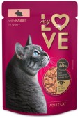 MY LOVE Plic Hrană umedă pentru pisici, cu Iepure în sos 85g