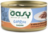 OASY CAPRICE Conservă pentru pisici, Bucăţi în sos, cu Somon şi Pui 85g