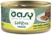 OASY CAPRICE Conservă pentru pisici, Terină cu Pui şi Legume 85g
