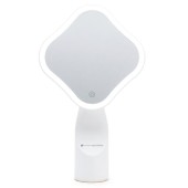 Oglinda cosmetica RIO MMIF, iluminare LED in inel, rotire 360°, control tactil, 3 setari de iluminare, baterie 650 mAh, autonomie 4 ore, incarcare USB, Alb