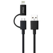 Ozaki Cablu Ozaki Combo Cable+ micro-usb și lighting, negru