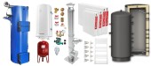 Pachet Cazan (centrala) pe combustibil solid tip lumanare Fornello Turbo 25 kW, Puffer 800 litri, Cos Inox, Radiatoare Otel, Boiler, Vas Expansiune, Pompa, Fitinguri Montaj