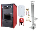 Pachet Termosemineu FORNELLO AVANOS 32 kw Red pe combustibil solid ( lemn,carbune,bricheti ), boiler termoelectric 100l, vas expansiune, kit montaj si cos inox