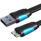 Płaski kabel USB 3.0 A do Micro B Vention VAS-A12-B150 1,5m czarny