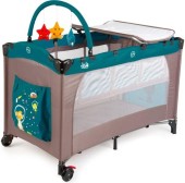 Patut pliant Juju Sleepy Baby Space Doggy, 2 nivele (Bej/Verde)