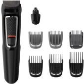 Philips Aparat de tuns barba si parul 8 in 1 Philips Multigroom MG3730/15, Lame cu ascutire, Acumulator, Negru