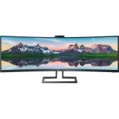 Philips Monitor curbat LED VA Philips 48.8, Ultra wide, 32:9, 1800R, 5k Dual Quad HD, HDR 400, Adobe RGB 91%, Adaptive-Sync, DCI-P3 94%, Flicker-free, Display Port, LAN, Negru, 499P9H