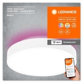 Plafoniera LED RGB inteligenta Ledvance SMART+ Wifi Orbis Backlight 350, 28W, 2400 lm, lumina alba si color (3000-6500K), IP20, Ø350x90mm, metal/Policarbonat, Alb