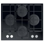 Plita incorporabila pe gaz Hotpoint HAGS 61F/BK, 4 arzatoare, 9 nivele de putere (Negru)