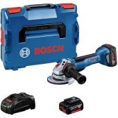 Polizor unghiular Bosch GWS 18V-10 P, 1000 W, 125 mm, Li-Ion, 18V, 2 x 5.0 Ah, L-Boxx Brushless, maner antivibratii (Albastru)