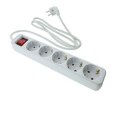 Prelungitor cu 5 prize schuko, Lanberg 42916, cu intrerupator, lungime 1,5 m, 2300W, contact de protectie, Alb