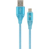 Premium cotton braided Micro-USB charging and data cable,2m,blue/white