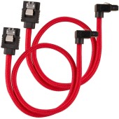 Premium Sleeved SATA 6Gbps 30cm 90° Connector Cable — Red