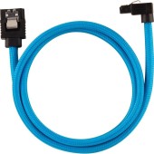 Premium Sleeved SATA 6Gbps 60cm 90° Connector Cable — Blue