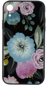 Protectie Spate Just Must Glass Diamond Print Flowers Black Background JMGDPIPXRFLBKB pentru iPhone XR (Multicolor)