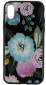 Protectie Spate Just Must Glass Diamond Print Flowers Black Background JMGDPIPXSMFLBKB pentru iPhone XS Max (Multicolor)