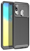 Protectie Spate Lemontti Carbon Fiber SAS7160B pentru Samsung Galaxy A20e (Negru)