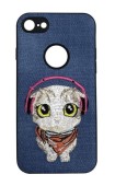 Protectie Spate Lemontti Embroidery Blue Puppy LECIPH7M1 pentru Apple iPhone 7, iPhone 8, iPhone SE 2020 (Albastru)