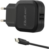 QOLTEC Adapter Qoltec, 12W, 5V, 2.4A, 2xUSB cu MicroUSB