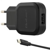 QOLTEC Incarcator Retea Qoltec 5V, 2.4A, 12W, Cablu USB + Micro USB, Negru