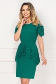 Rochie de ocazie Livia verde cu peplum si material perforat By InPuff