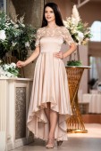 Rochie de ocazie nude asimetrica cu broderie pretioasa