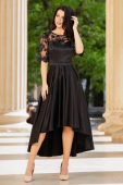 Rochie de soacra neagra cu flori 3D si pliseuri