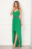 Rochie eleganta de seara Xara verde asimetrica plisata