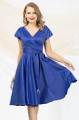 Rochie eleganta Pretty Girl albastru royal in clos cu cordon detasabil