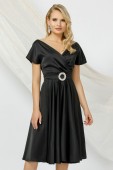 Rochie eleganta Pretty Girl de ocazie neagra in clos din tafta