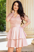 Rochie rose cununie civila eleganta cu dantela