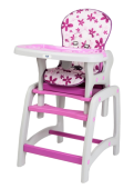 Scaun de masa copii JUJU Eat&Play JU3002-Purple-Flowers (Mov)