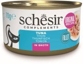 SCHESIR Conservă hrană complementară pentru pisici, cu Ton, în supă 70g