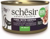 SCHESIR Conservă pentru pisici, cu Ton şi  Dinţat, în jeleu 70g