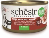 SCHESIR Conservă pentru pisici, cu Ton şi Barbun, în jeleu 70g