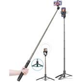 Selfie Stick cu Trepied si Telecomanda, 156cm - Techsuit (Q06) - Black