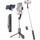 Selfie Stick cu Trepied si Telecomanda, Pliabil, 106cm - Techsuit (C01) - Black