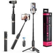 Selfie Stick cu Trepied Stabil si Telecomanda, 73cm - Techsuit (Q12) - Black