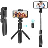 Selfie Stick si Trepied cu Telecomanda, 70cm - Techsuit (L01) - Black